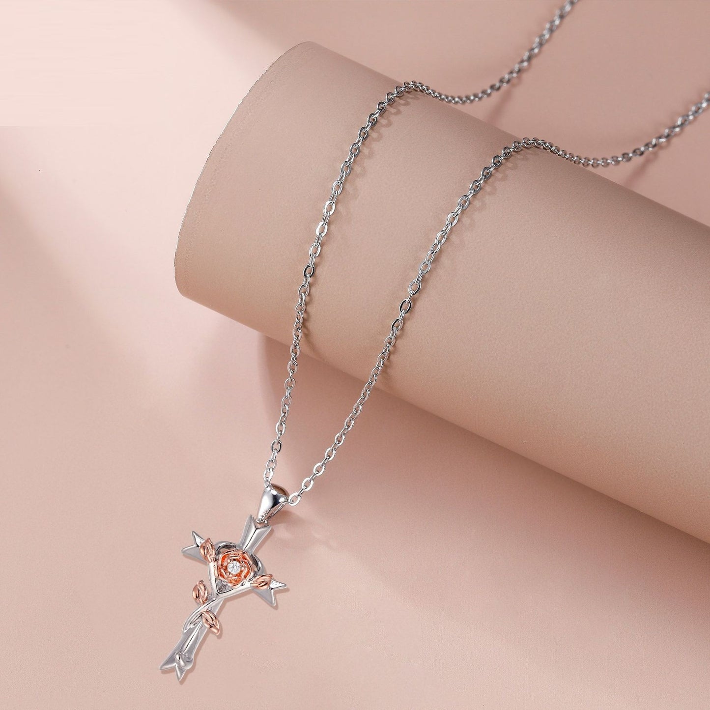 Cross Rose Necklace