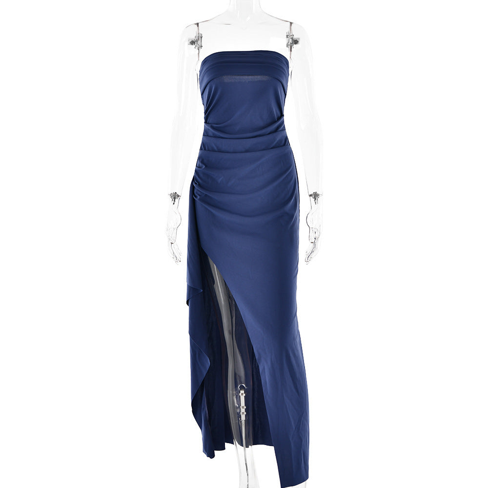 Strapless Pleated Evening Dress