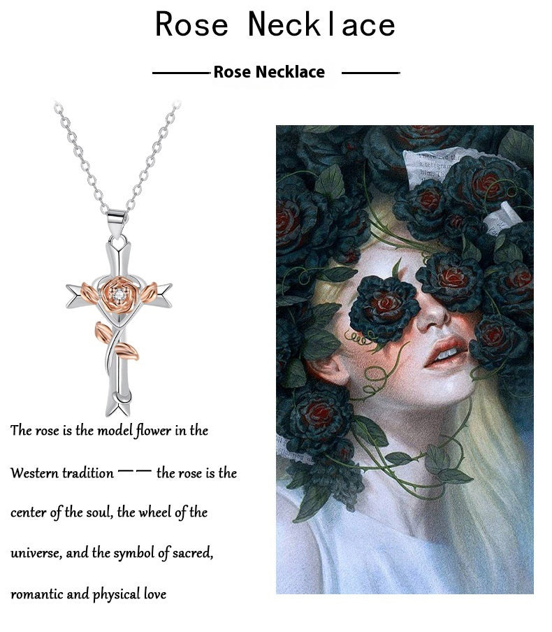 Cross Rose Necklace