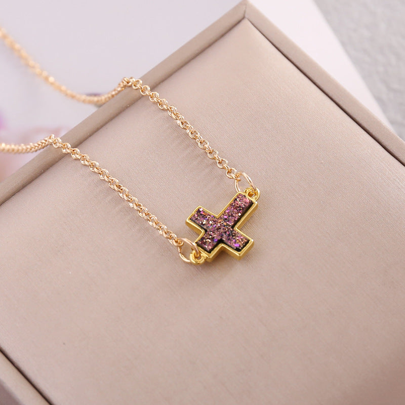 Multicolor Cross Simple Necklace