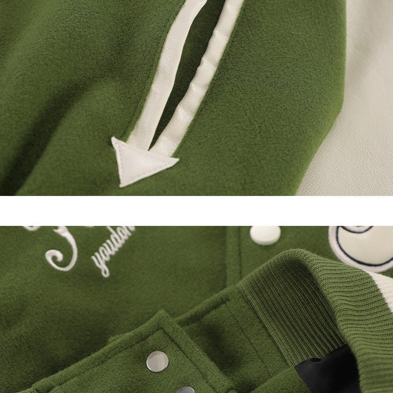 Peacheat Embroidered Letterman