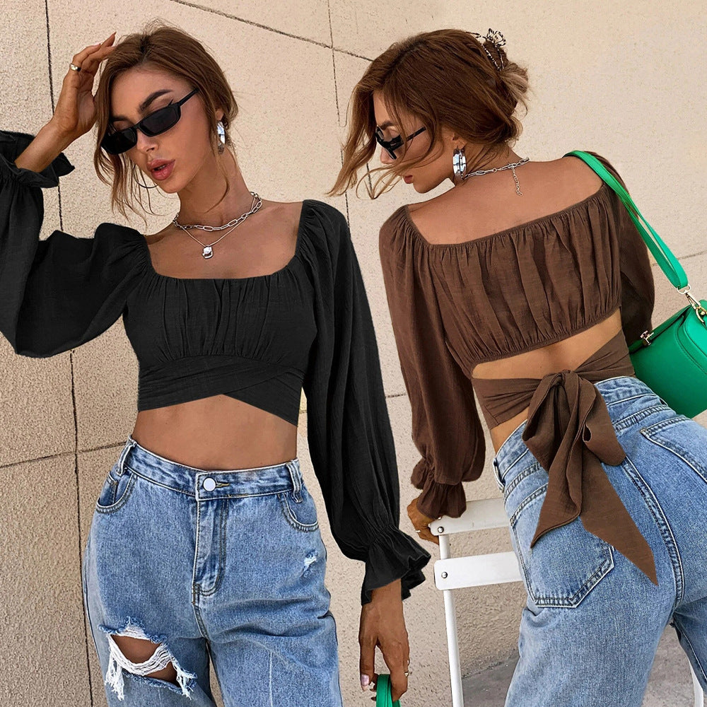 Tied Woven Slim Top