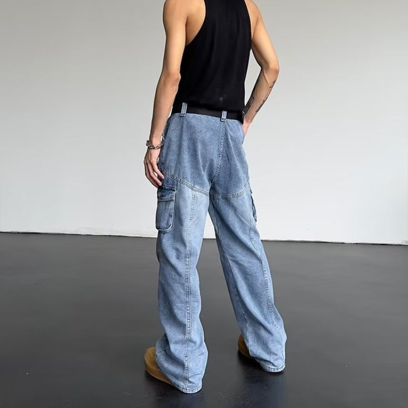 Vintage Tie-dyed Multi-Pocket Jeans
