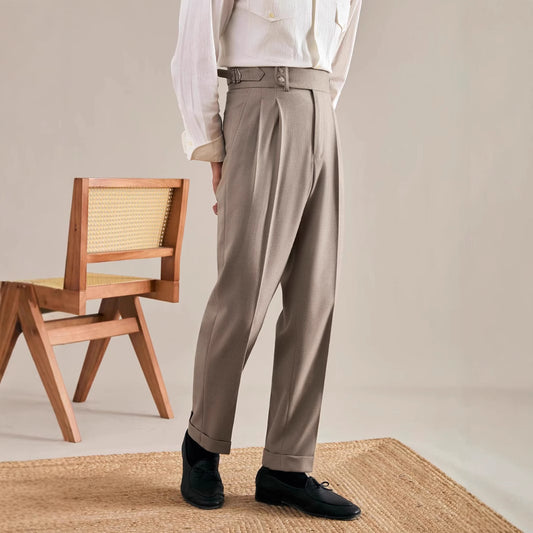 Paris Buckle Adjustment Straight Suit Pants