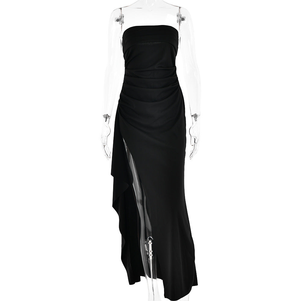 Strapless Pleated Evening Dress