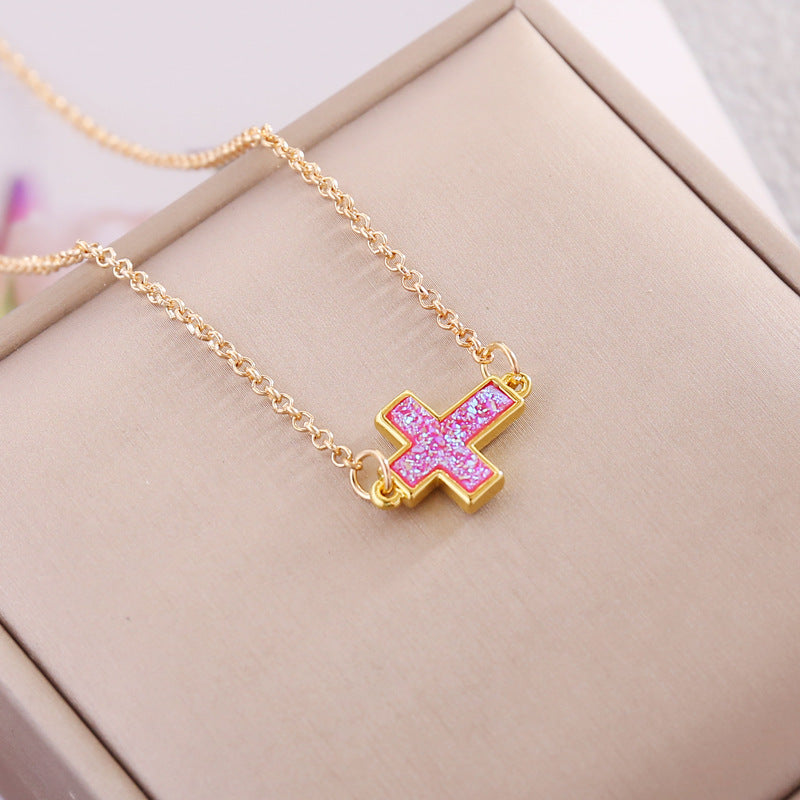 Multicolor Cross Simple Necklace