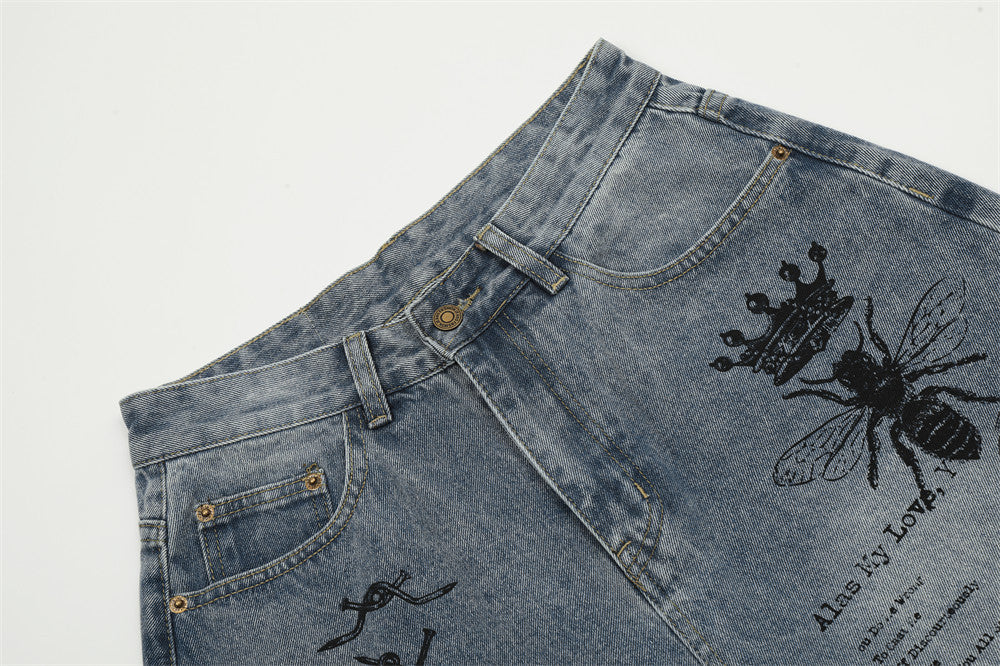 Graffiti Print Baggy Jorts