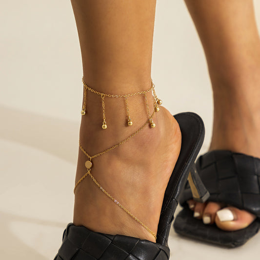 Cross Lob Tassel Suit Anklet
