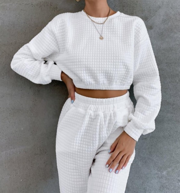 Cropped Long Sleeve Top With Bottoms