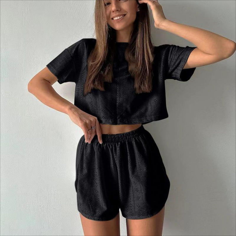 2pcs Crop Top With Shorts