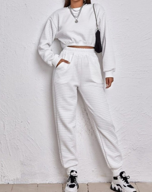 Cropped Long Sleeve Top With Bottoms