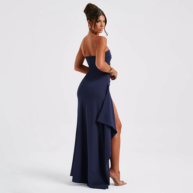 Strapless Pleated Evening Dress