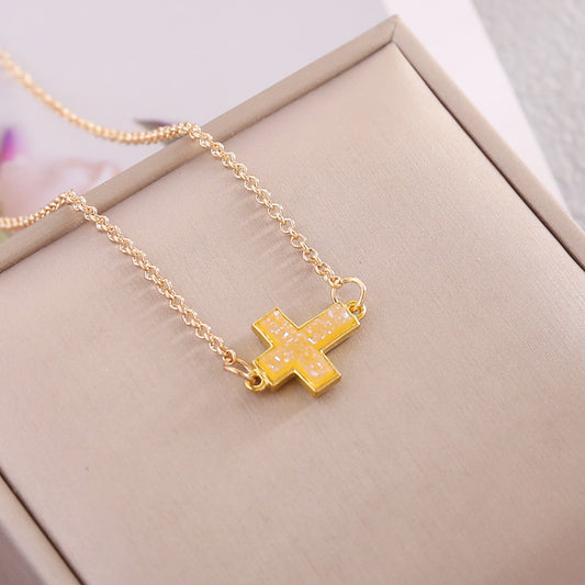 Multicolor Cross Simple Necklace
