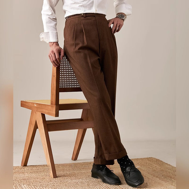 Paris Buckle Adjustment Straight Suit Pants