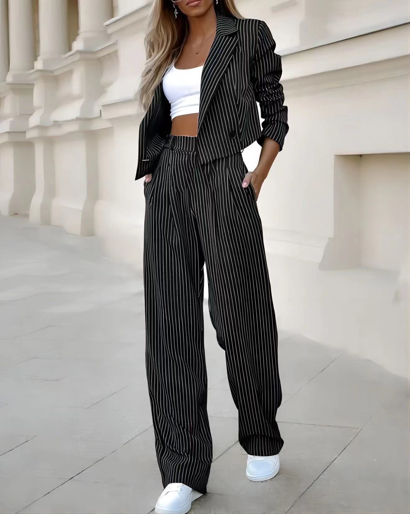 Business Striped Top and Pants