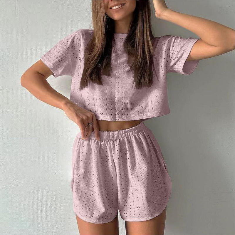 2pcs Crop Top With Shorts