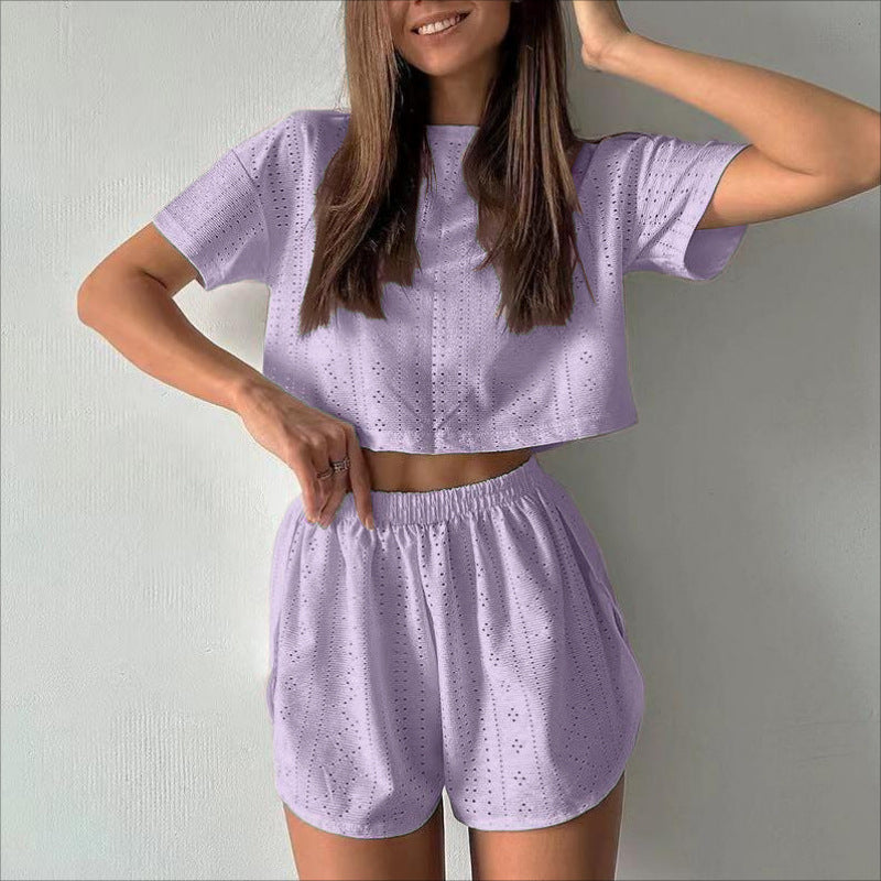 2pcs Crop Top With Shorts