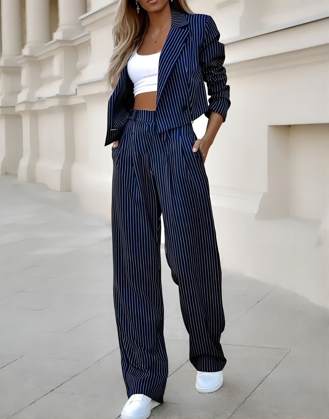 Business Striped Top and Pants