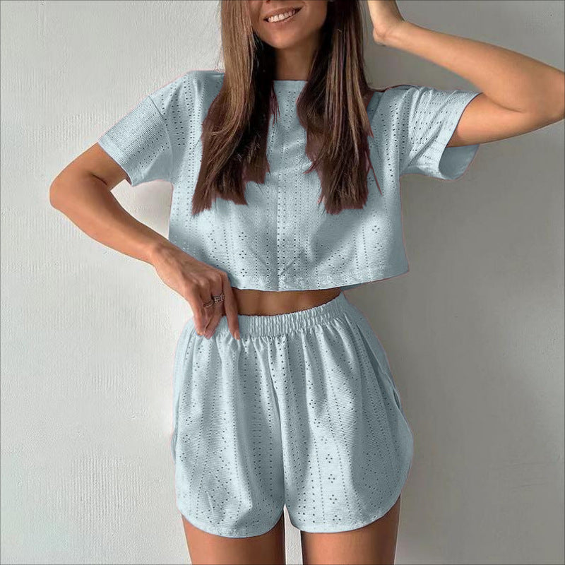 2pcs Crop Top With Shorts