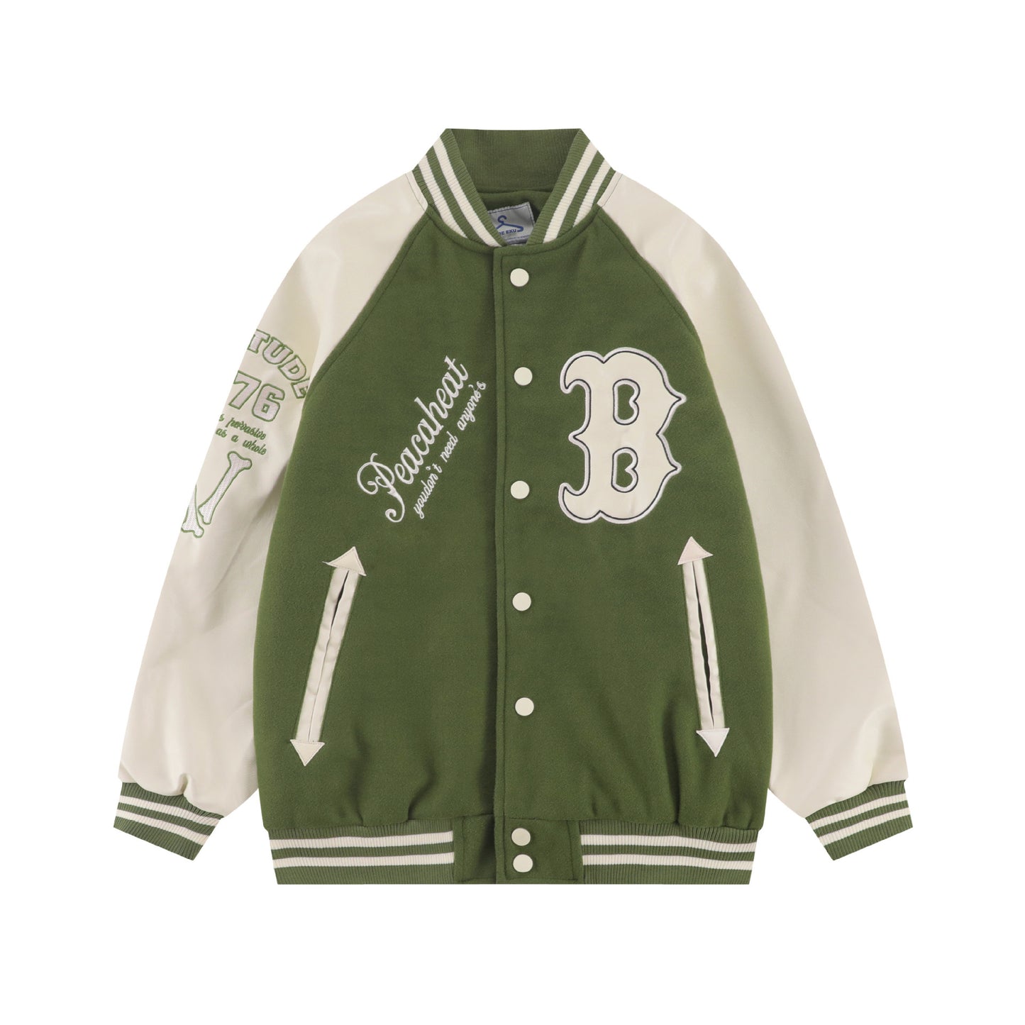Peacheat Embroidered Letterman