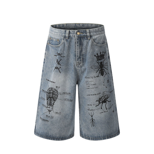 Graffiti Print Baggy Jorts