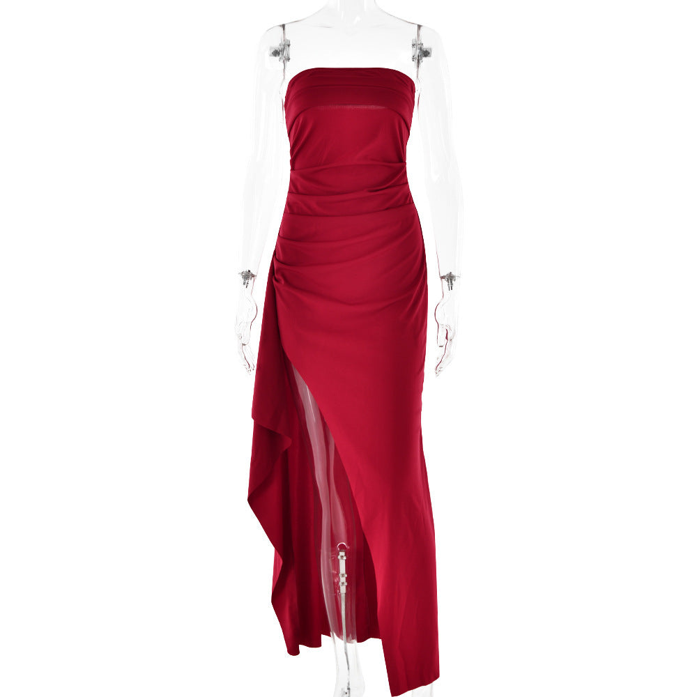 Strapless Pleated Evening Dress