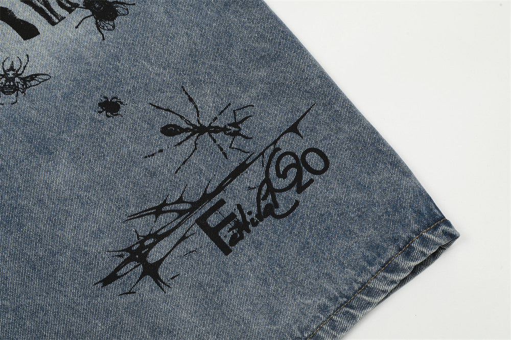 Graffiti Print Baggy Jorts
