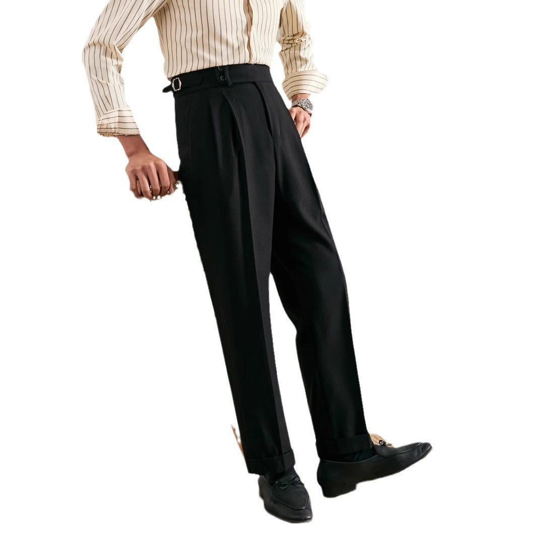 Paris Buckle Adjustment Straight Suit Pants
