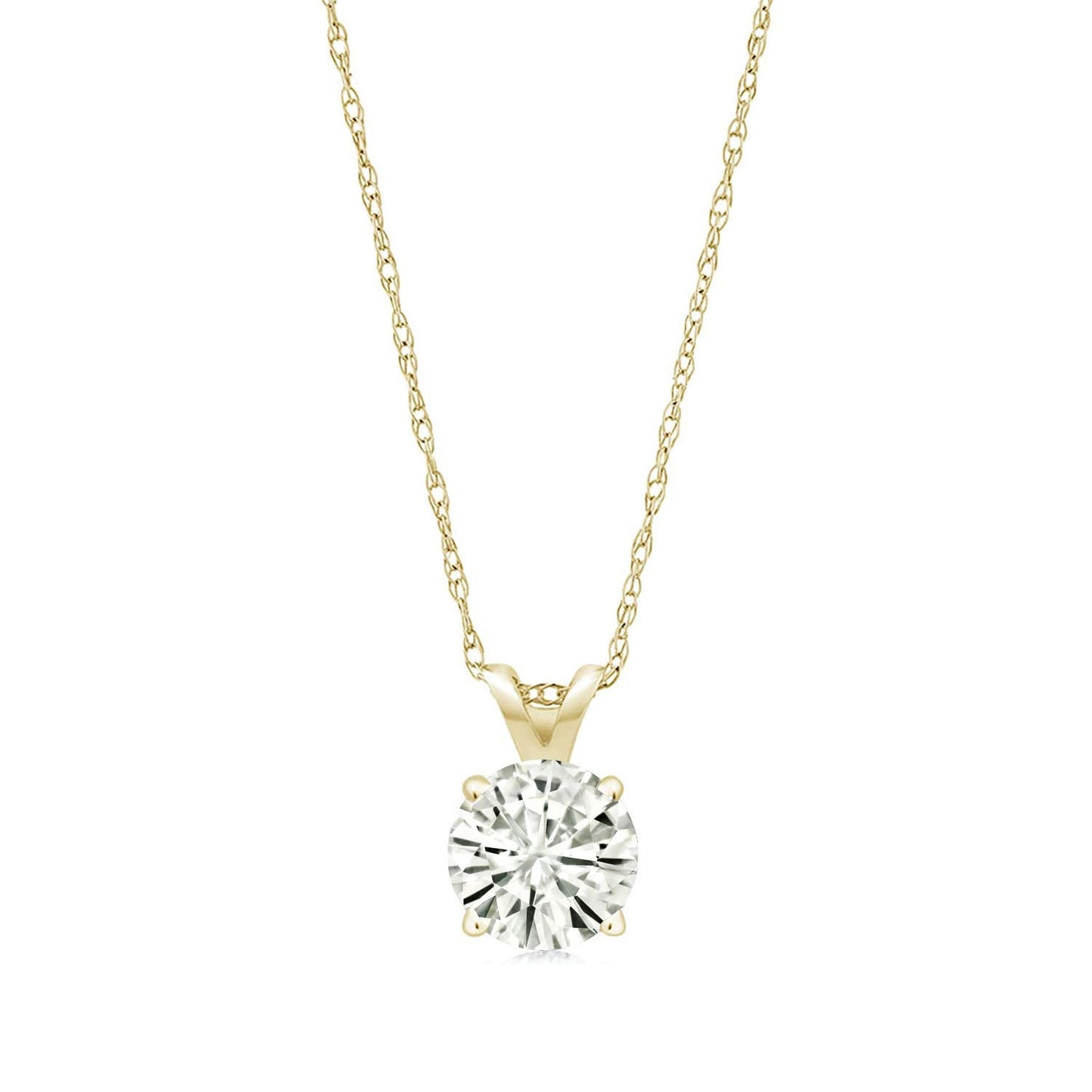 2CTW Created Moissanite Solitaire Pendant Necklace with 18" Chain - Choice of 14k White or Yellow Gold