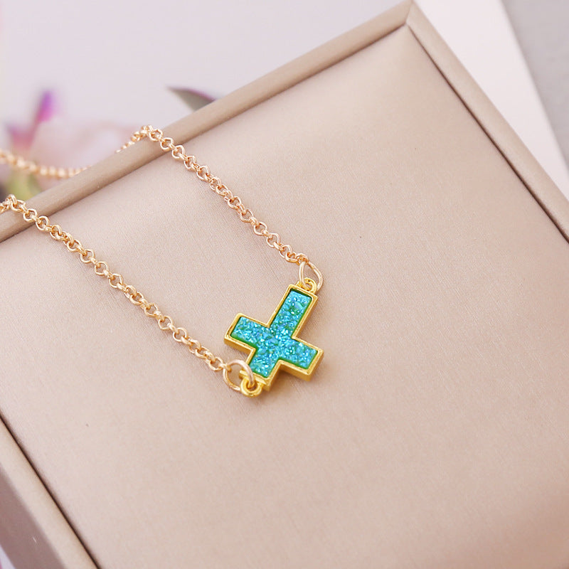 Multicolor Cross Simple Necklace