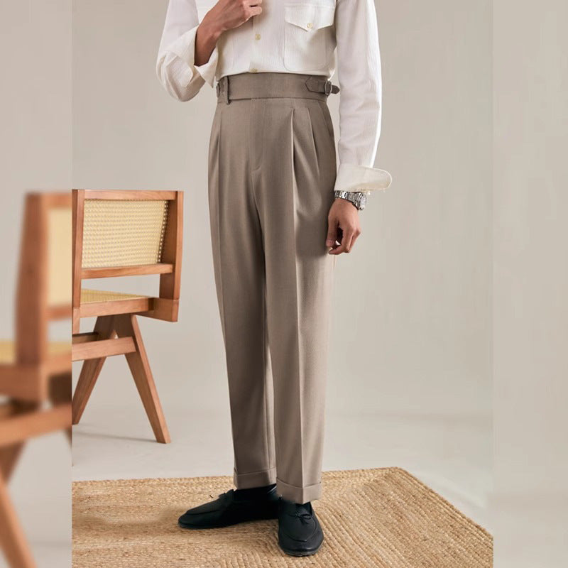 Paris Buckle Adjustment Straight Suit Pants