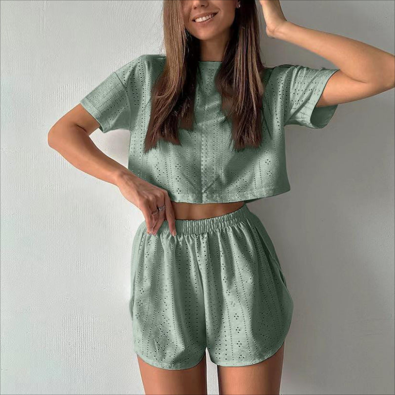 2pcs Crop Top With Shorts