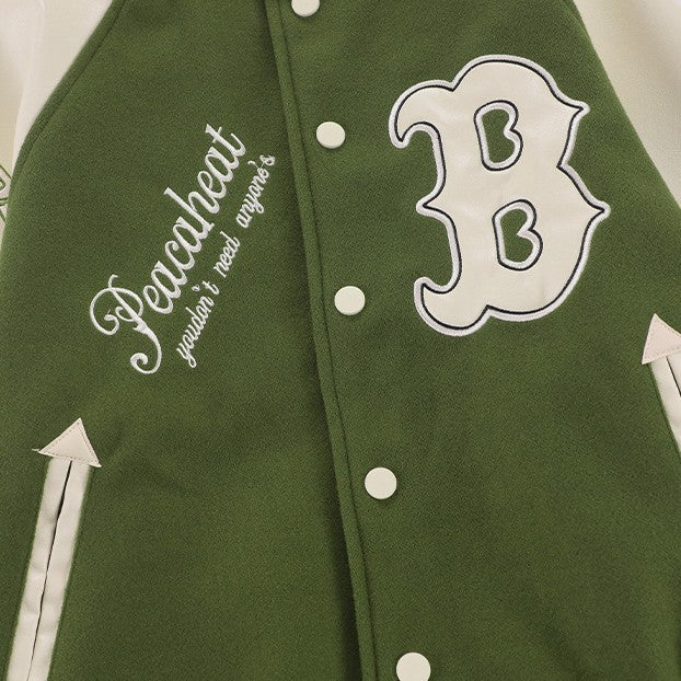 Peacheat Embroidered Letterman