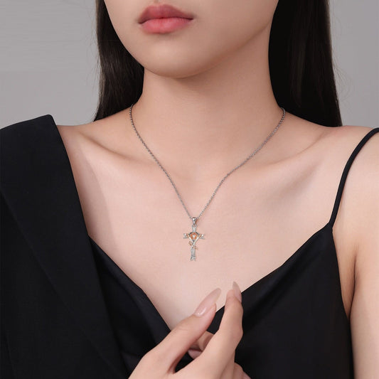 Cross Rose Necklace
