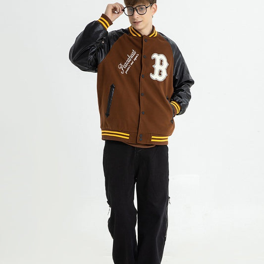 Peacheat Embroidered Letterman