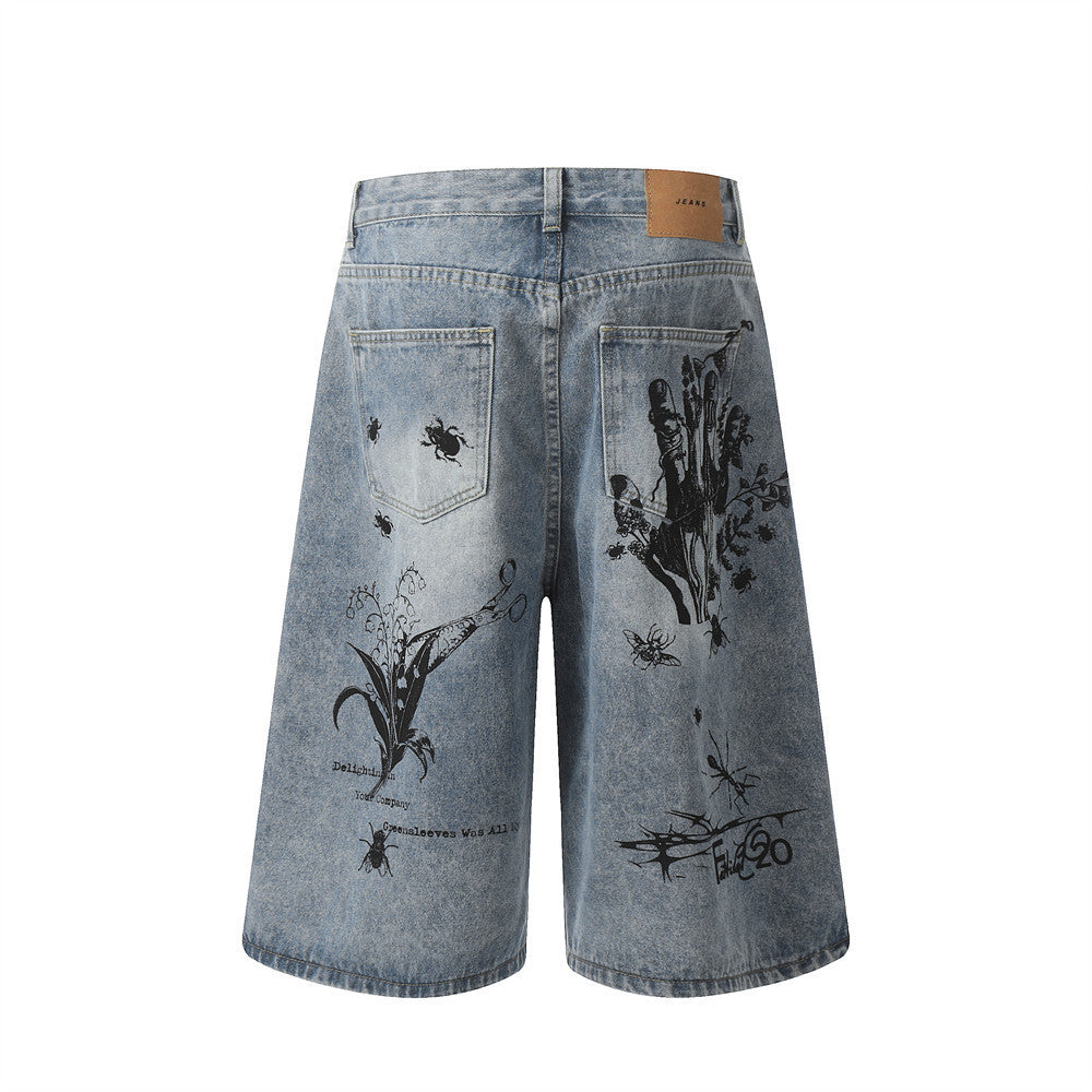 Graffiti Print Baggy Jorts