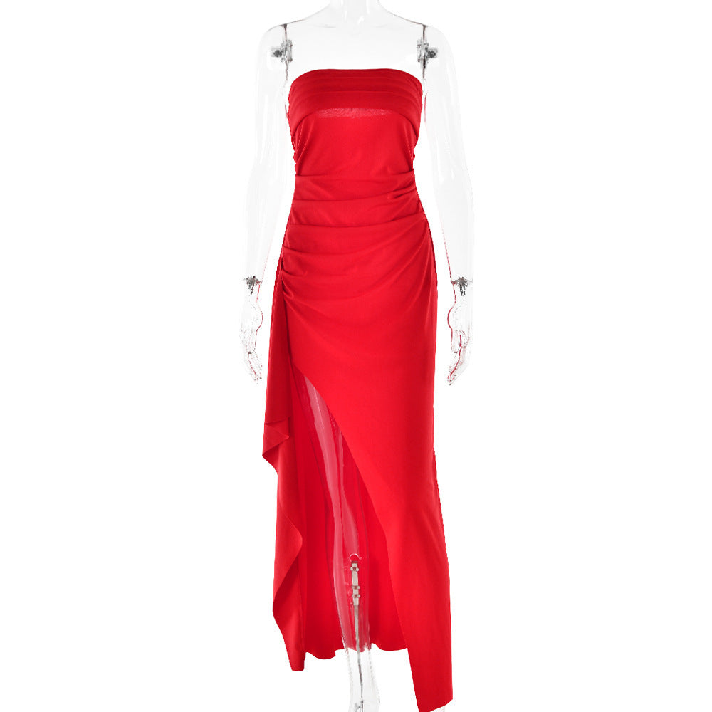 Strapless Pleated Evening Dress