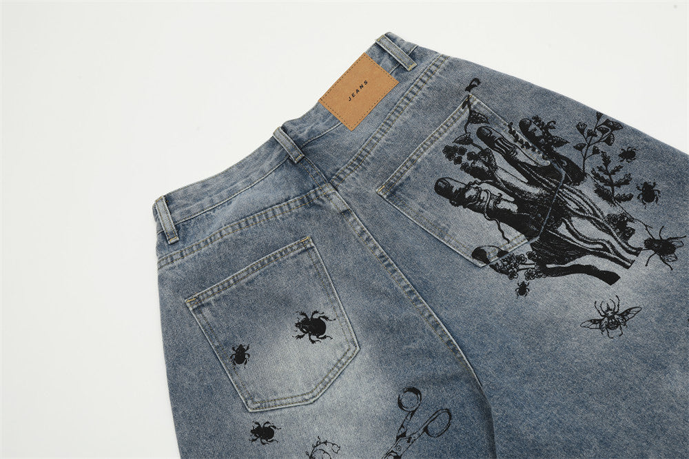 Graffiti Print Baggy Jorts