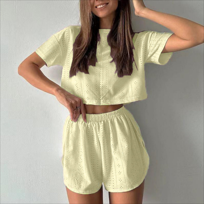 2pcs Crop Top With Shorts